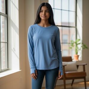 Zella Girls Long Sleeve Active Top – Blue – Size L (10/12) – Fast Shipping